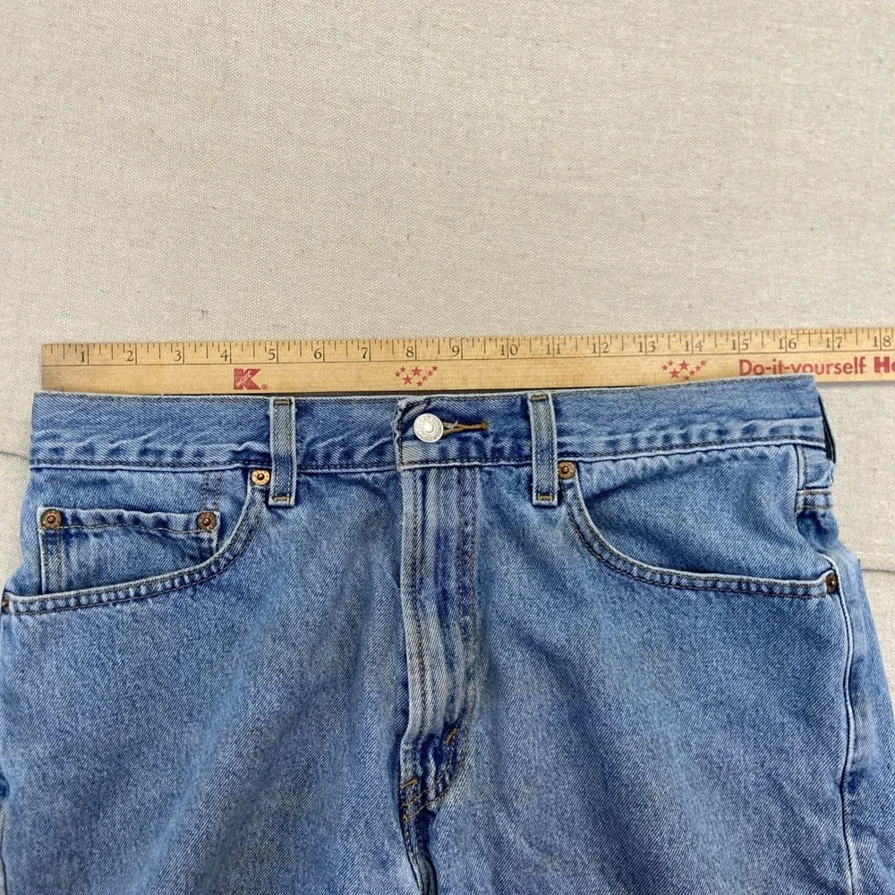 Vintage Levis 550 Shorts Mens 33 Blue Denim Blue Jean Jorts 90s Distressed